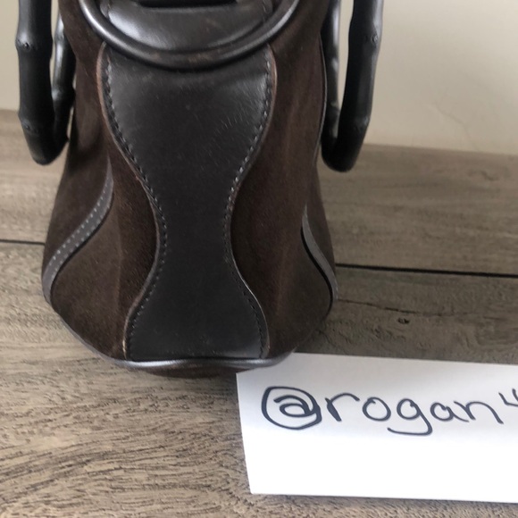 💯Gucci Suede Bamboo Top Handle Bag - Picture 14 of 16